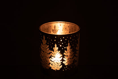 Kaarshouder Boom Glas Goud Medium