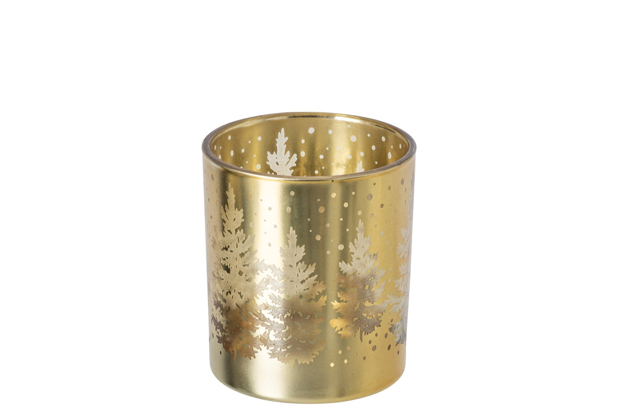 Kaarshouder Boom Glas Goud Medium