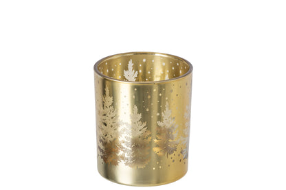 Kaarshouder Boom Glas Goud Medium