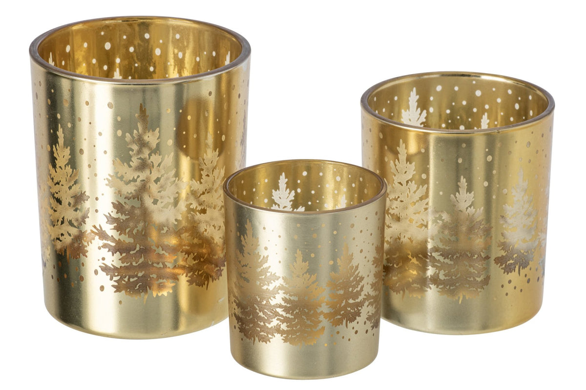 Kaarshouder Boom Glas Goud Large