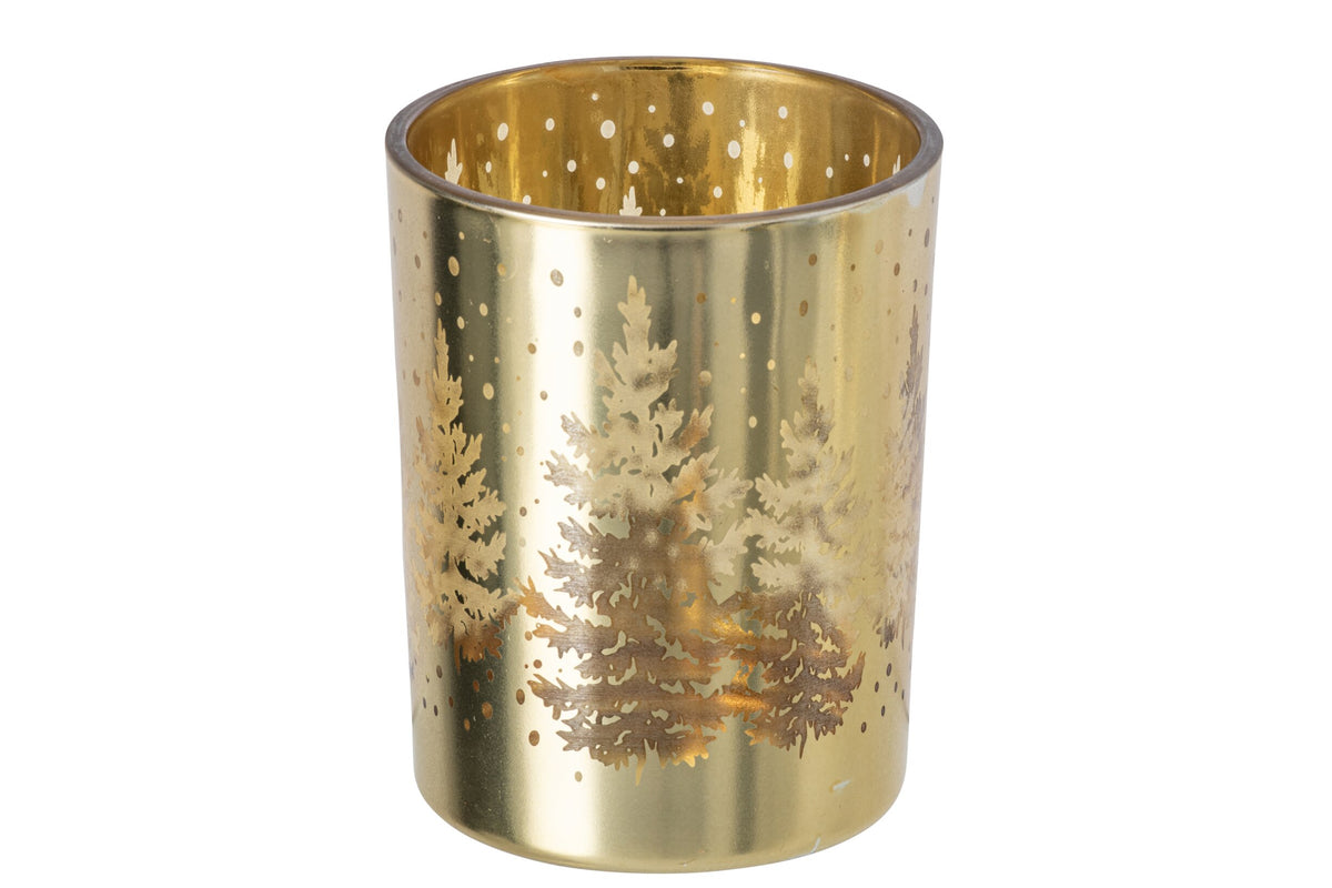 Kaarshouder Boom Glas Goud Large