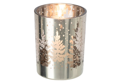 Kaarshouder Boom Glas Zilver Large