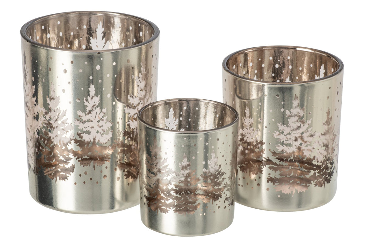 Kaarshouder Boom Glas Zilver Large