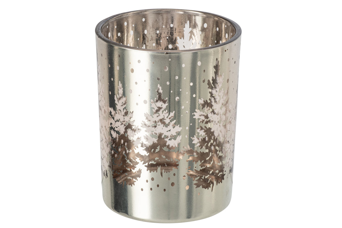 Kaarshouder Boom Glas Zilver Large