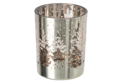 Kaarshouder Boom Glas Zilver Large
