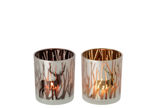 Kaarshouder Hert Glas Bruin/Donkerbruin Small Assortiment Van 2