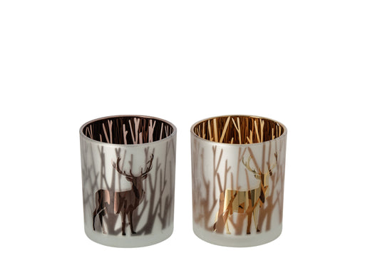 Kaarshouder Hert Glas Bruin/Donkerbruin Small Assortiment Van 2