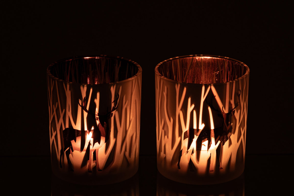 Kaarshouder Hert Glas Bruin/Donkerbruin Medium Assortiment Van 2