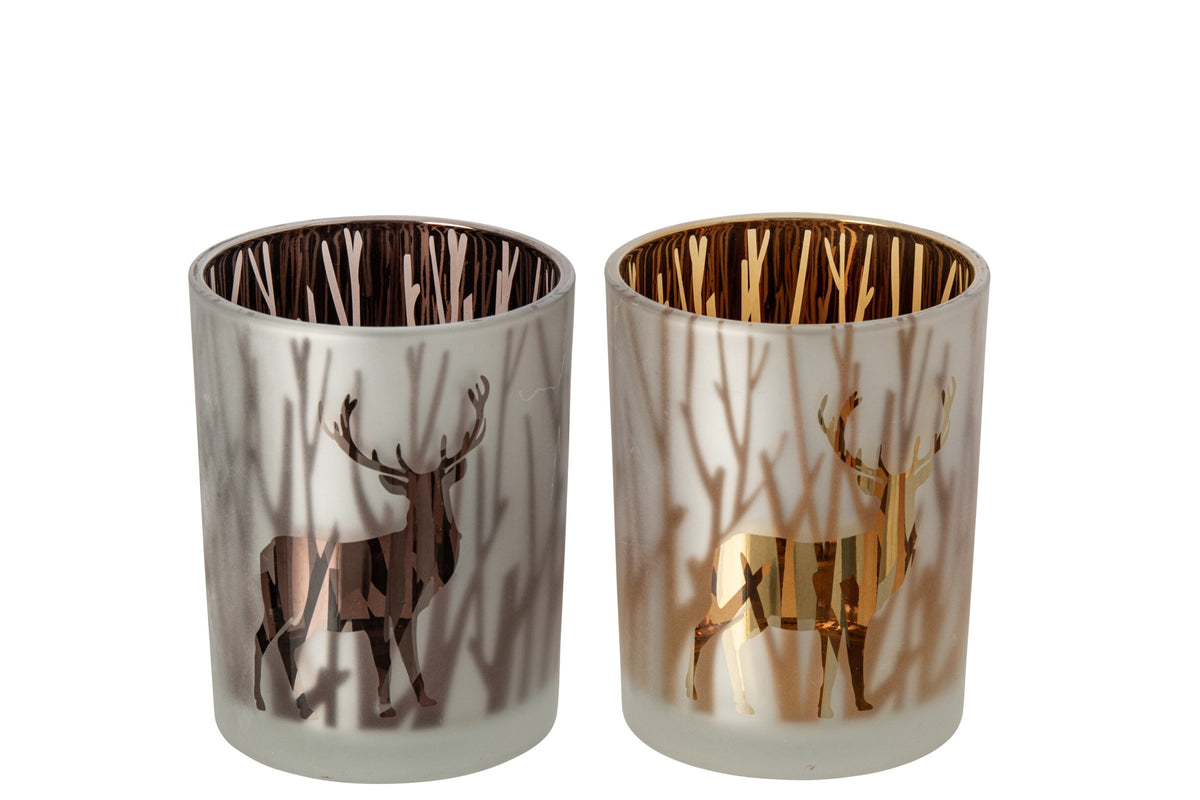 Kaarshouder Hert Glas Bruin/Donkerbruin Medium Assortiment Van 2
