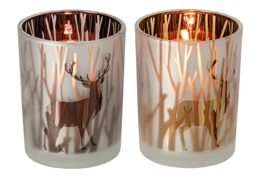 Kaarshouder Hert Glas Bruin/Donkerbruin Large Assortiment Van 2