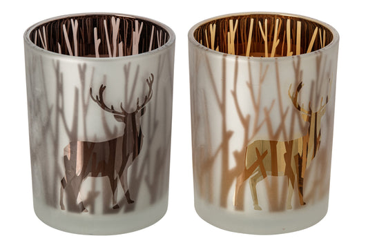 Kaarshouder Hert Glas Bruin/Donkerbruin Large Assortiment Van 2