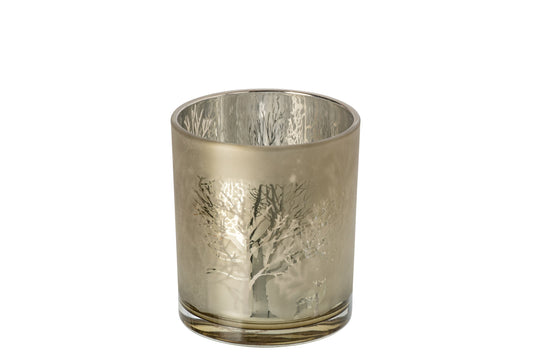 Kaarshouder Bos Glas Taupe Medium