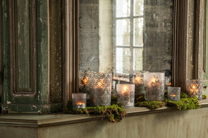 Theelichthouder Bloemen Glas Kakigroen Small Assortiment Van 2