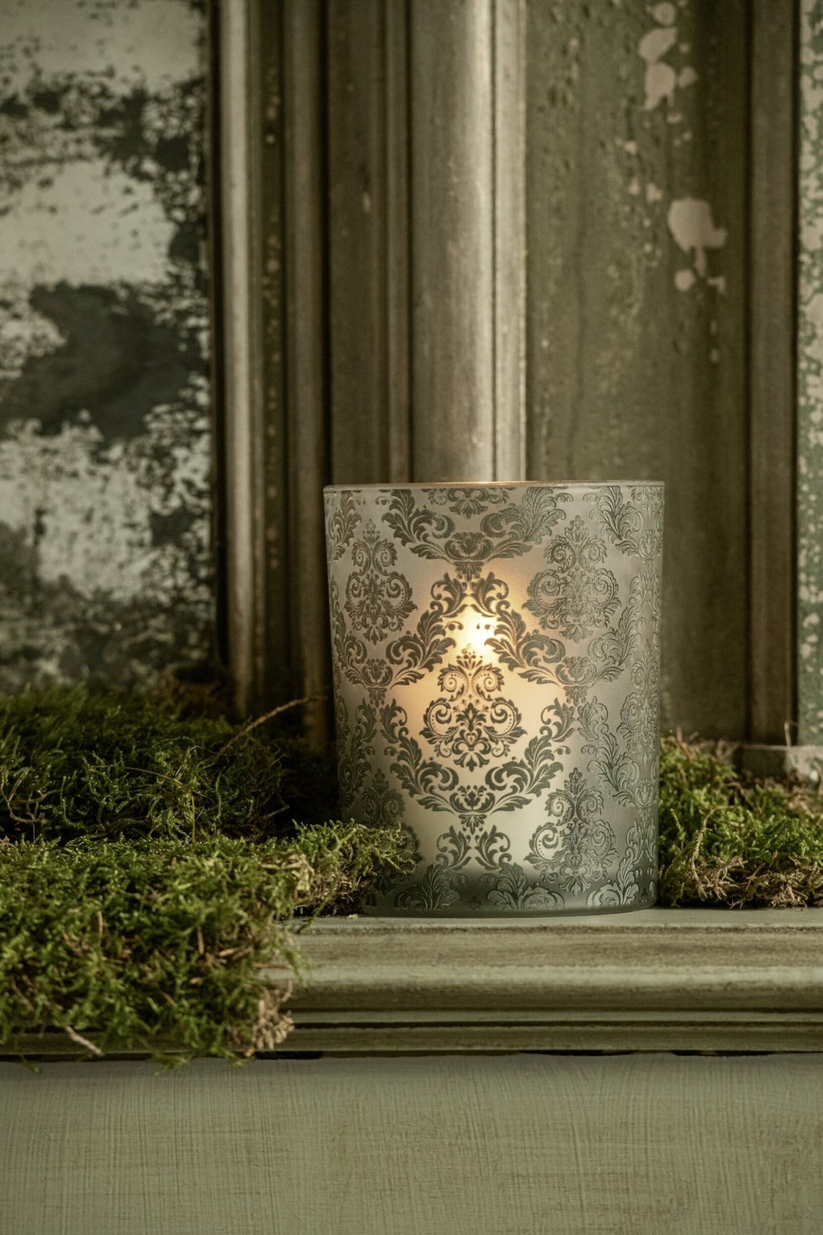Theelichthouder Bloemen Glas Kakigroen Medium Assortiment Van 2