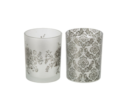 Theelichthouder Bloemen Glas Kakigroen Medium Assortiment Van 2