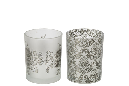 Theelichthouder Bloemen Glas Kakigroen Medium Assortiment Van 2