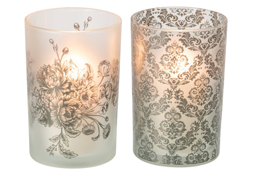 Theelichthouder Bloemen Glas Kakigroen Large Assortiment Van 2