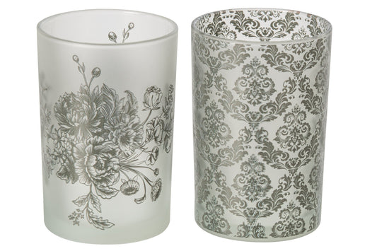 Theelichthouder Bloemen Glas Kakigroen Large Assortiment Van 2