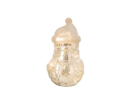 Snowman LED Glass Silver Small