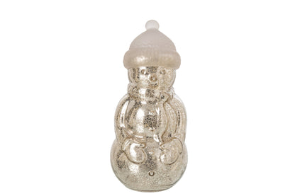 Snowman LED Glass Silver Medium