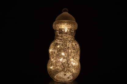 Snowman LED Glass Silver Medium