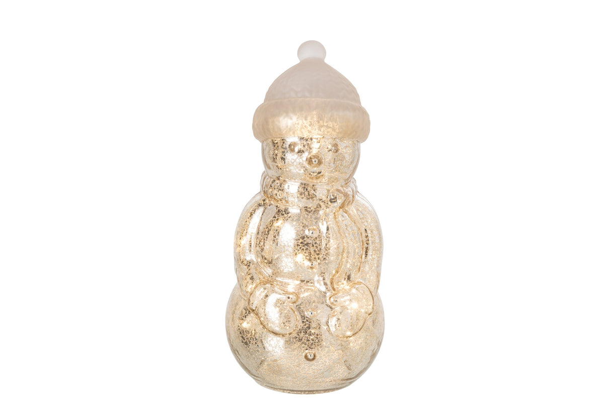 Snowman LED Glass Silver Medium