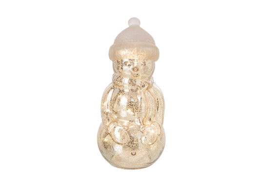 Snowman LED Glass Silver Medium