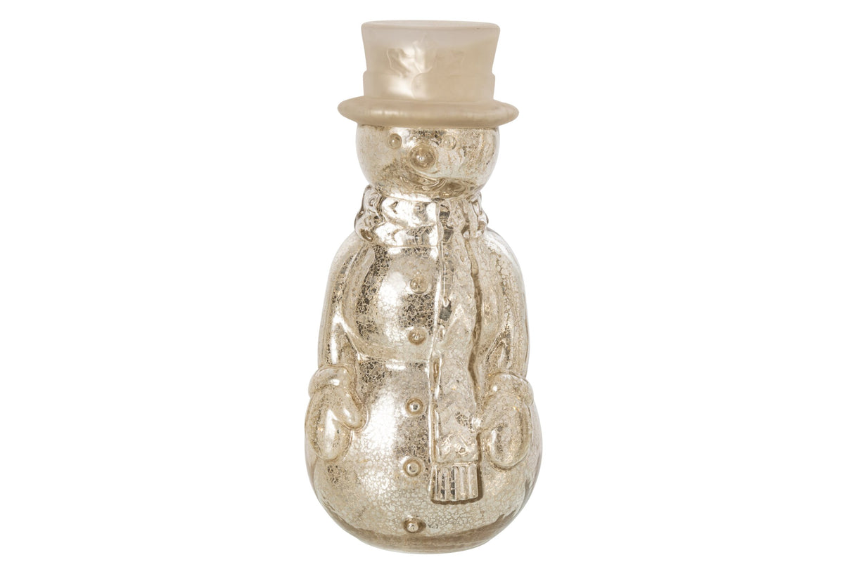 Snowman LED Glass Silver Large