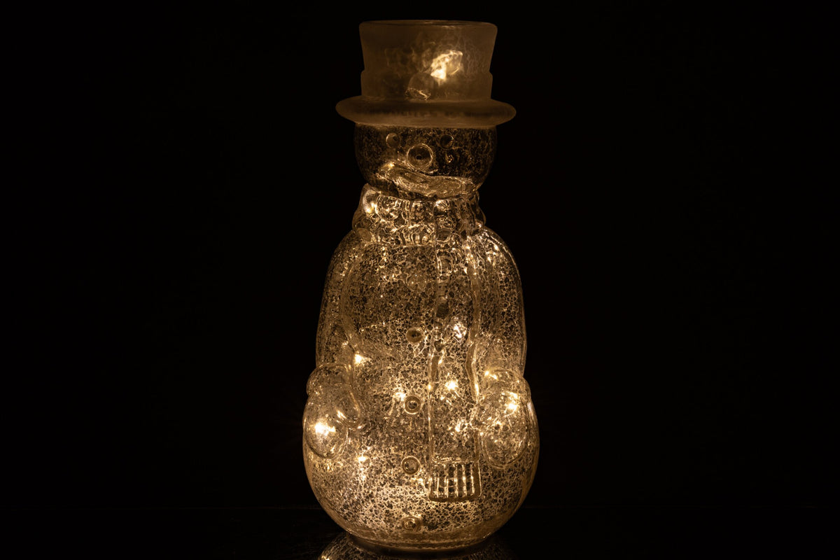Snowman LED Glass Silver Large