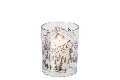 Theelichthouder Berg Glas Transparant/Zwart Medium