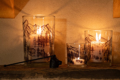 Theelichthouder Berg Glas Transparant/Zwart Medium