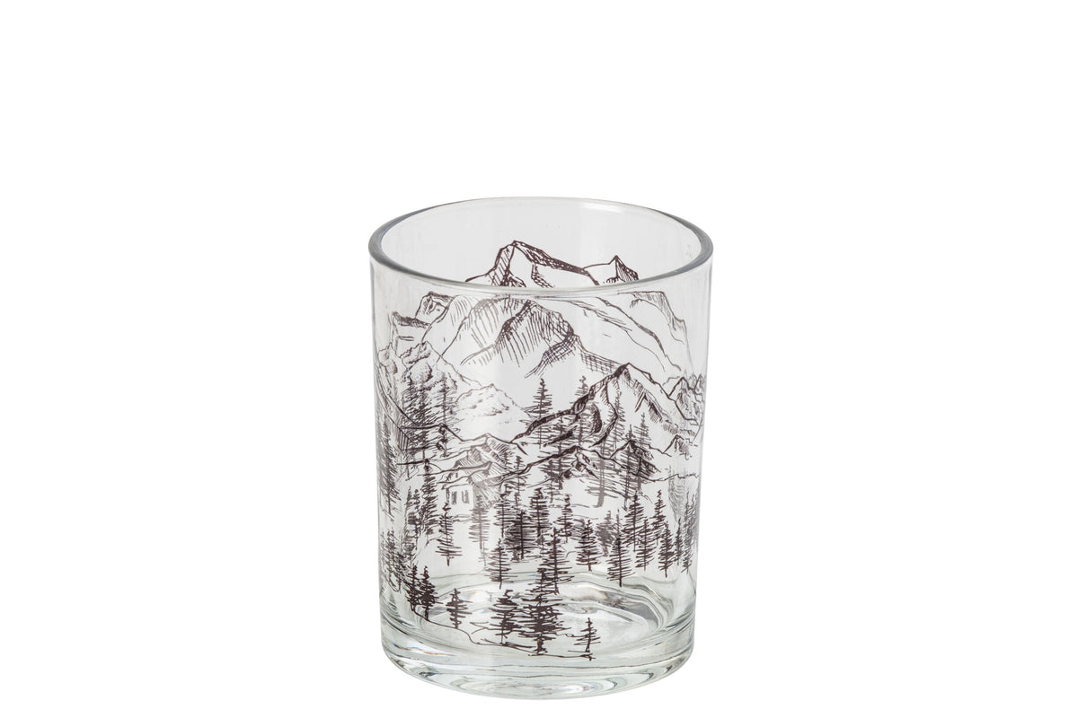 Theelichthouder Berg Glas Transparant/Zwart Medium