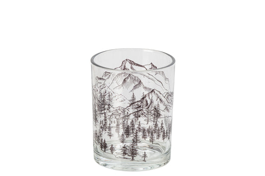 Theelichthouder Berg Glas Transparant/Zwart Medium