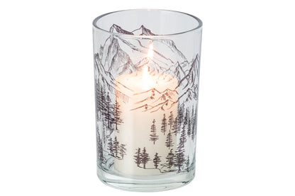 Theelichthouder Berg Glas Transparant/Zwart Large