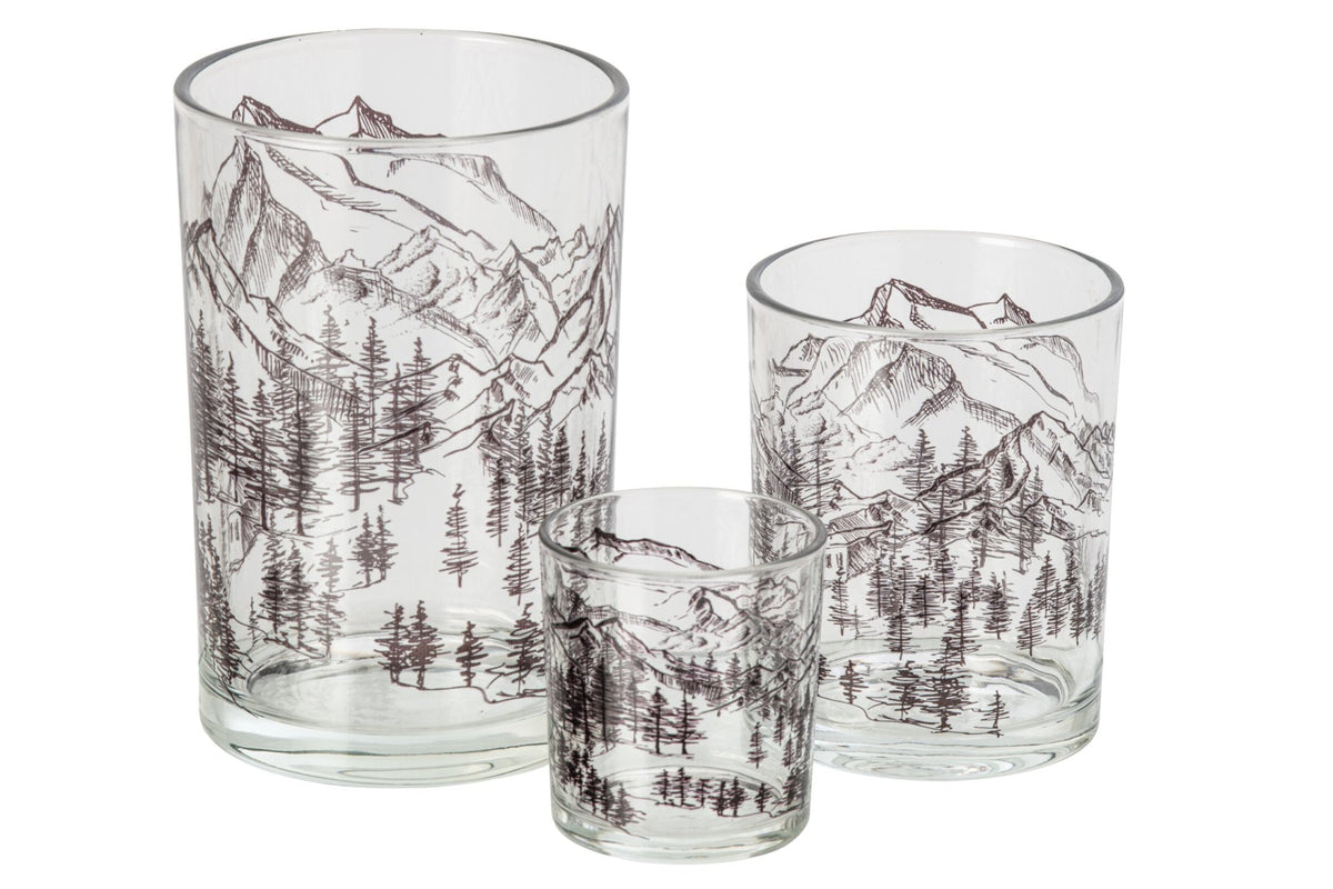 Theelichthouder Berg Glas Transparant/Zwart Large