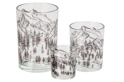 Theelichthouder Berg Glas Transparant/Zwart Large