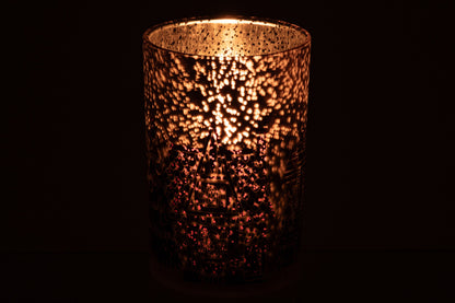 Theelichthouder Glas Kerstrood/Grijs Large