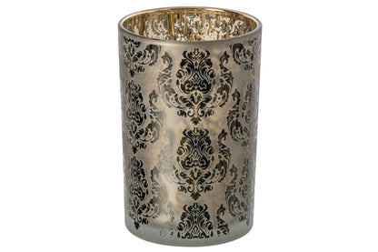 Theelichthouder Bloemen Glas Kakigroen/Goud Large