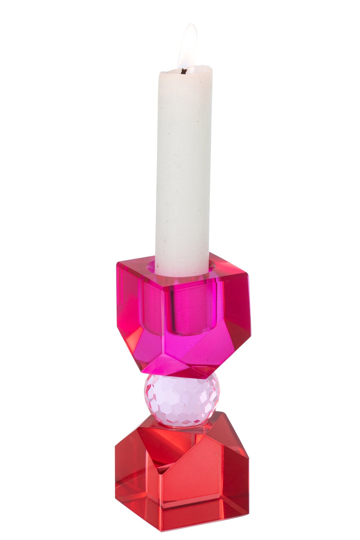 Kaarshouder Glas Kerstrood/Fuchsia Extra Small