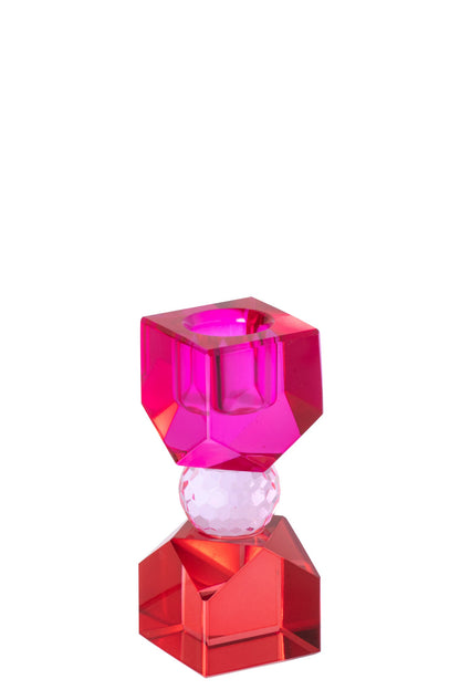 Kaarshouder Glas Kerstrood/Fuchsia Extra Small