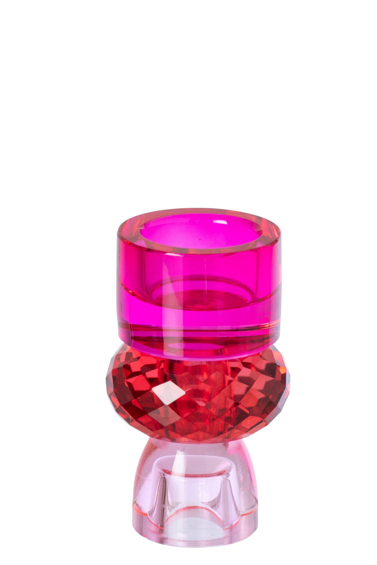 Kaarshouder Glas Kerstrood/Fuchsia Small