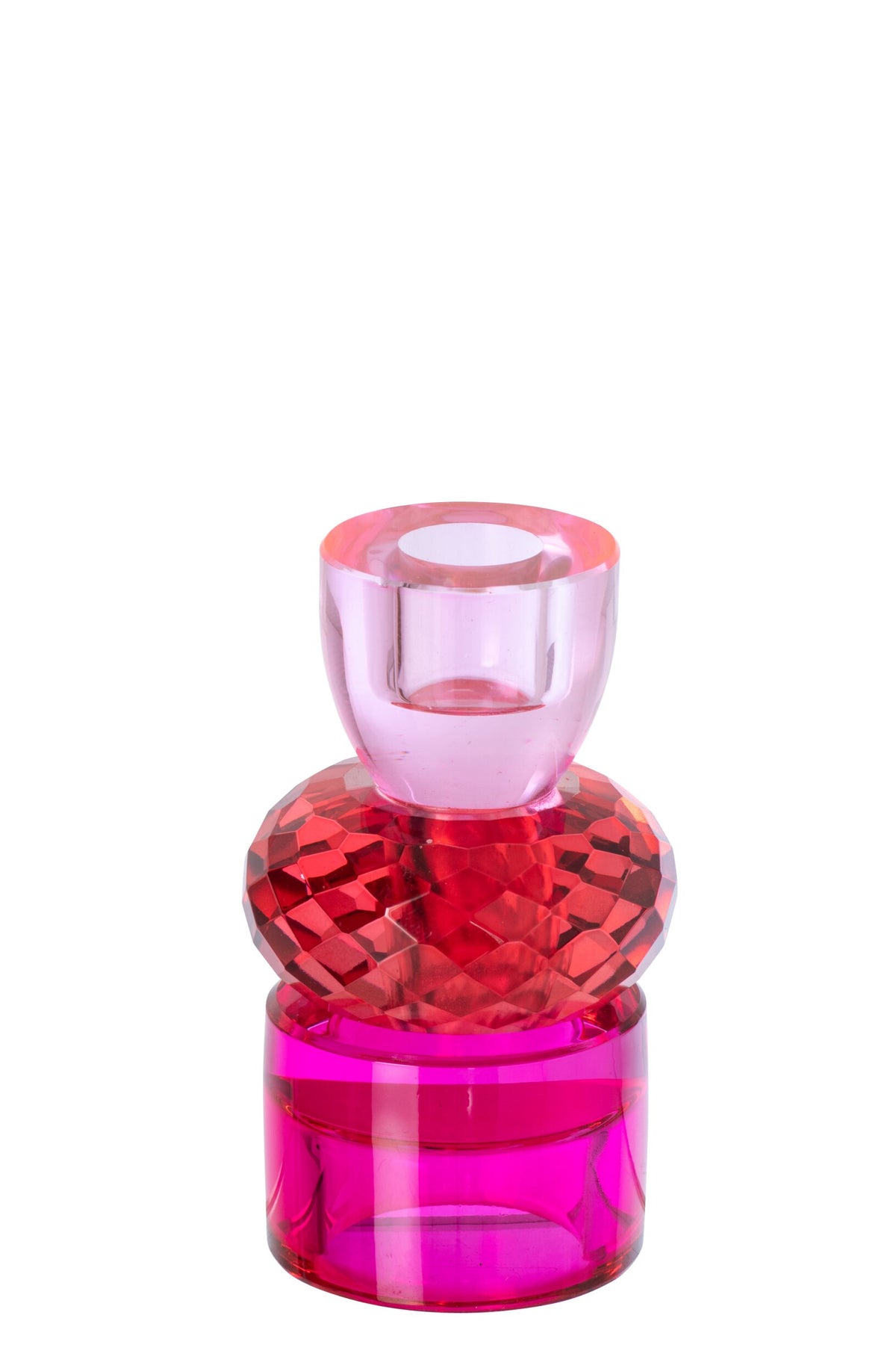 Kaarshouder Glas Kerstrood/Fuchsia Small