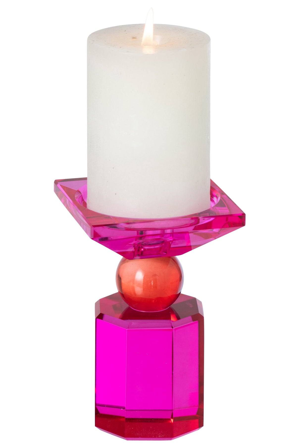 Kaarshouder Glas Kerstrood/Fuchsia
