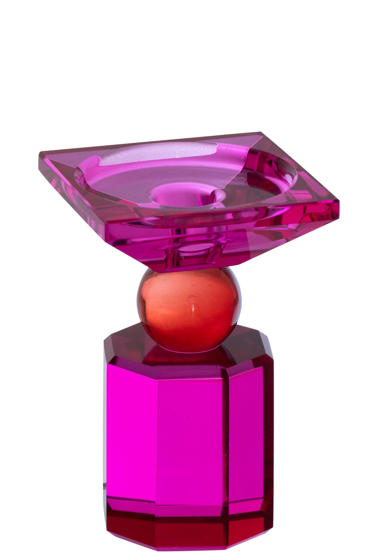 Kaarshouder Glas Kerstrood/Fuchsia