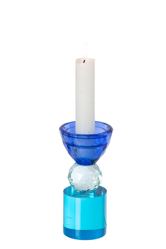 Kaarshouder Glas Blauw/Azuurblauw