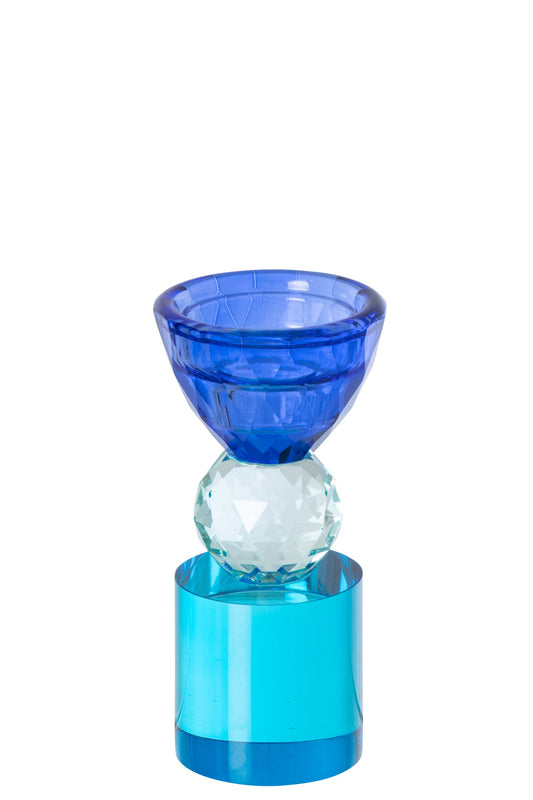 Kaarshouder Glas Blauw/Azuurblauw