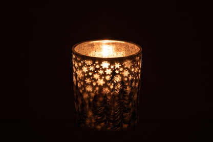 Kaarshouder Chrismas Tree Glas Wit/Donkergroen Medium