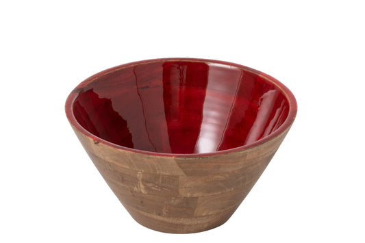 Grand bol en bois de manguier rouge foncé/naturel