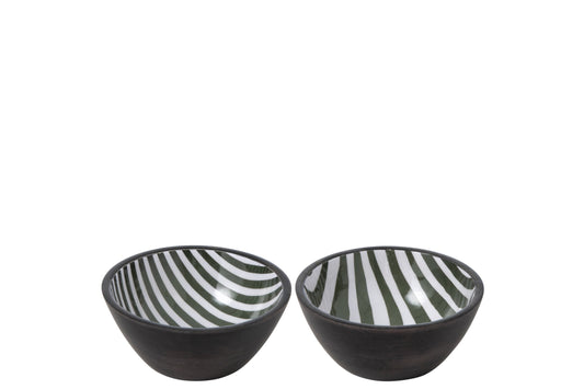 Kom mango hout olijf/donkerbruin klein assortiment van 2