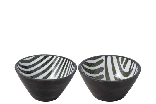 Kom mango hout olijf/donkerbruin medium assortiment van 2